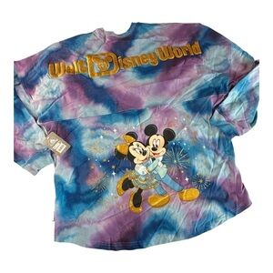 Mickey Minnie Walt Disney World 50th Grand Finale Spirit Jersey LG Tie Dye NWT